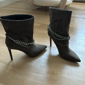 Grey Chained embellished boots